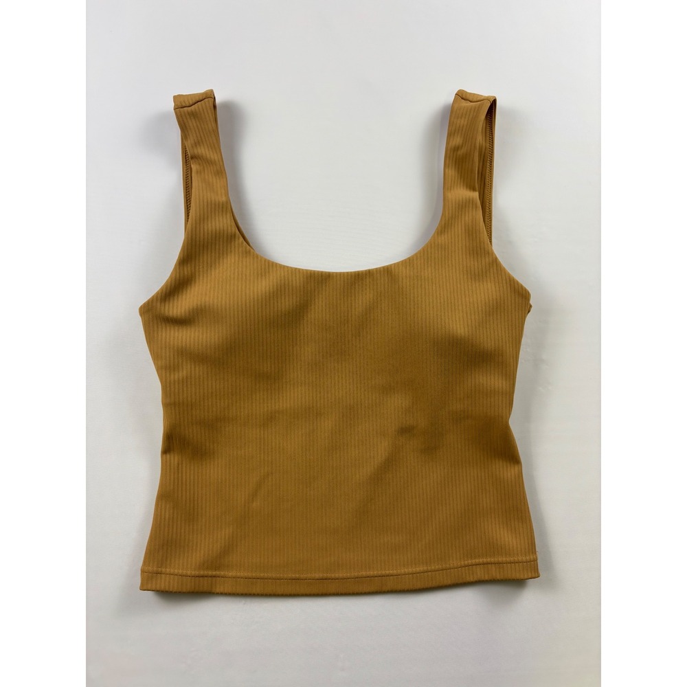 Fabletics Ribbed Tank Top in Mustard Brown